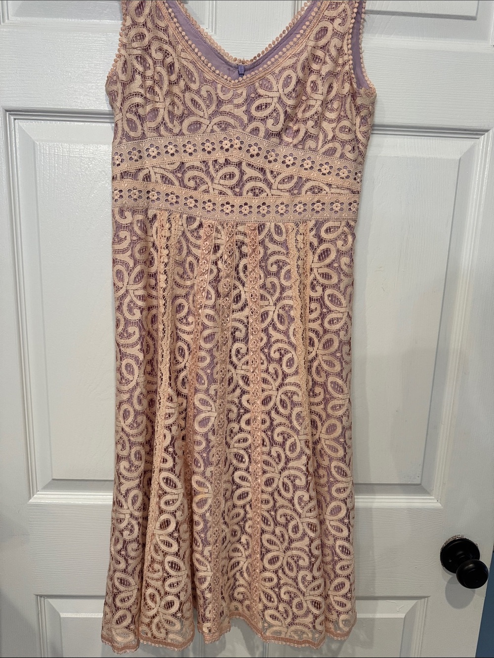 Nanette Lepore woman’s Pink Lace Overlay Dress with V-Neck size 4 - Picture 6 of 7